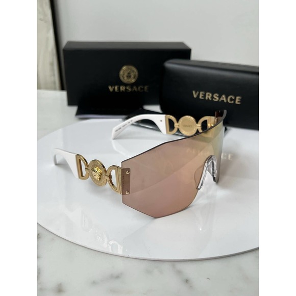 NEW Versace VE2258 Mask Shield Sunglasses in Pink Mirrored - Picture 8 of 10